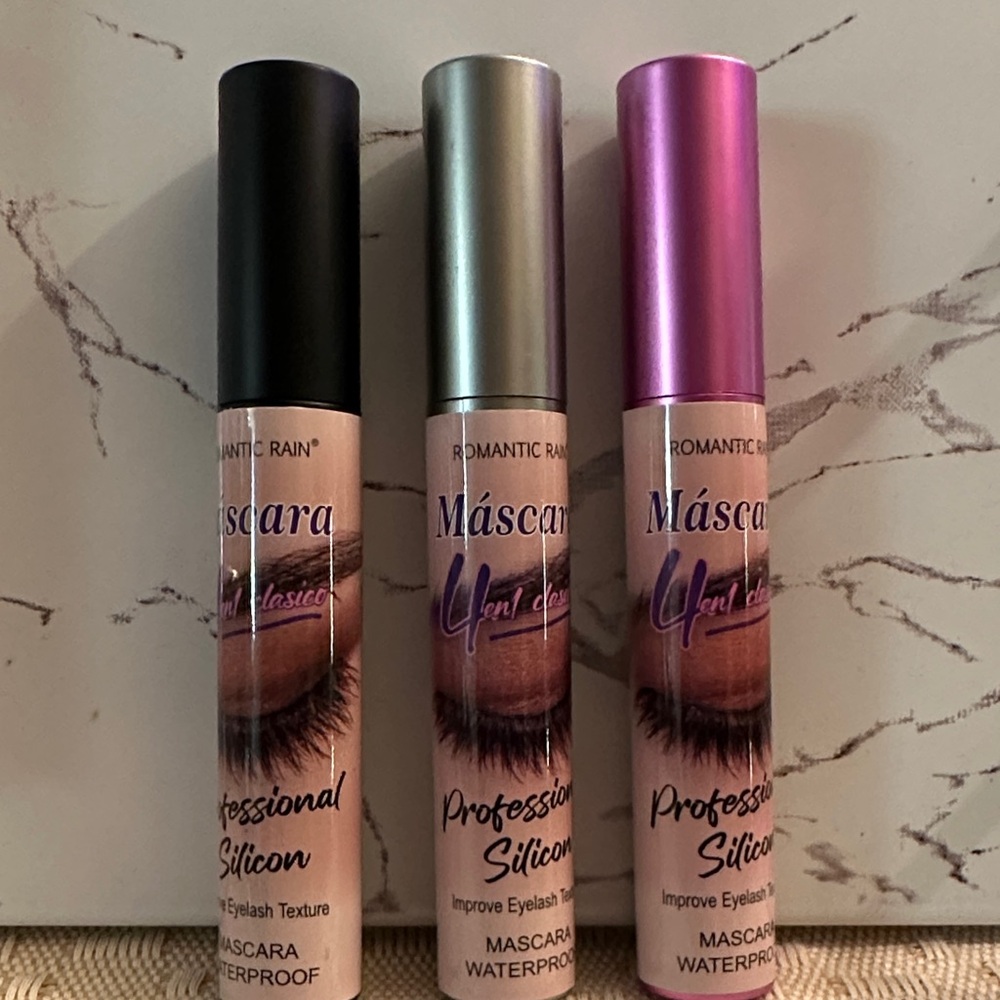 Three pcs,Waterproof Mascara Set - Black, Silver, Pink